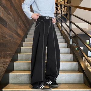抖音品质美式复古黑色明线解构弯刀牛仔裤B315-K25810-特p45控88图片