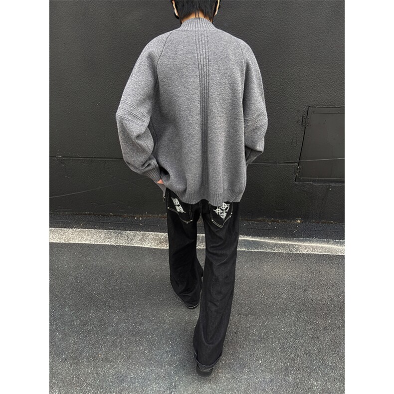 YK86098-P50腈纶45%锦纶24.3%聚酯纤维30.7%立领拉链开衫毛衣男,男装针织衫/毛衣,电商A086-1