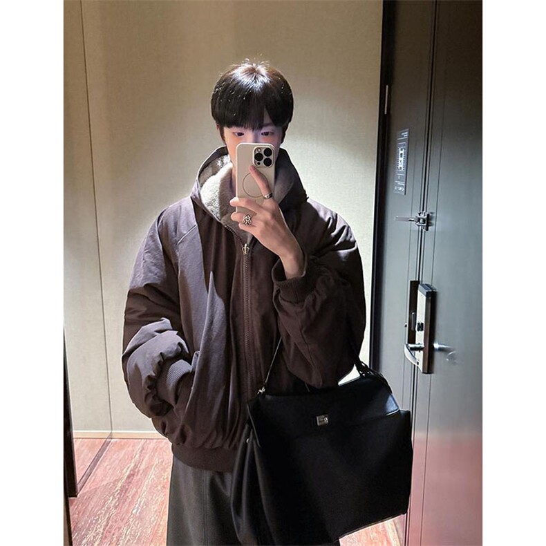 两面穿现货重磅短款座山雕棉衣男女双面穿毛毛绒棉服加厚外套,男装棉衣,电商A486-1