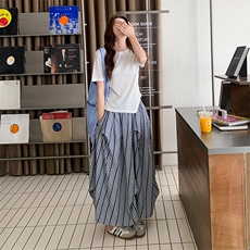 韩系格子半身裙套装女2025夏新款设计感不规则T恤短袖上衣两件套，女装套装/套裙，2C169