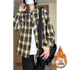 格子加绒加厚长袖外套宽松休闲衬衫男女C2193-特P30/CJ9737-特P40，男装衬衫，电商A007