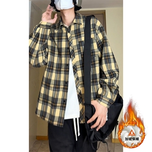 格子加绒加厚长袖外套宽松休闲衬衫男女C2193-特P30/CJ9737-特P40图片