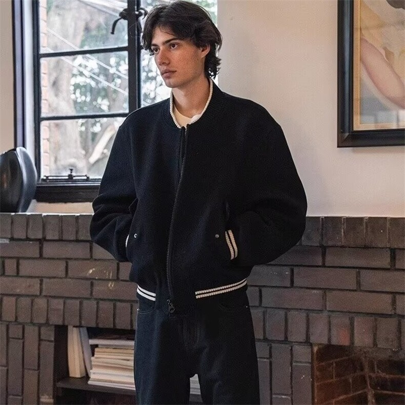 大货DJKT9214-批63秋冬美式复古重磅廓形短宽棒球服，女装职业装，星座603-2