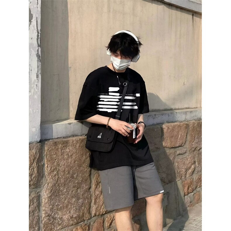 网络图现货！240G重磅高级感美式宽松纯棉短袖T恤JY137-P30,男装T恤,星座715-7