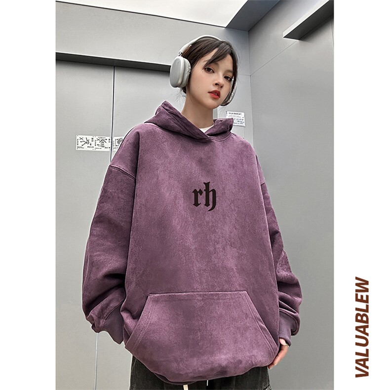 ！麂皮绒连帽卫衣直播品质重磅400克rh印花JL7068-P45控78,男装卫衣,星座508（原C305）