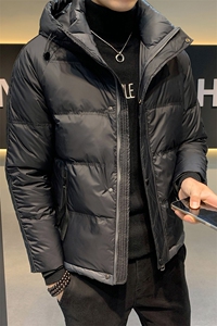 潮牌羽绒服男2024新款男装短款加厚帅气外套冬季轻薄保暖连帽上衣图片