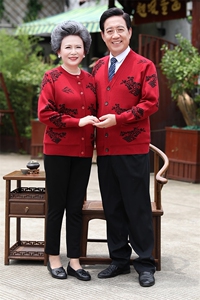 2024秋冬新款中老年男女款加绒加厚30%羊毛开衫图片