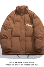 白鸭绒白底22冬季潮流时尚简约字母印花立领羽绒服YR190P195控258，男装羽绒服，电商A247-1
