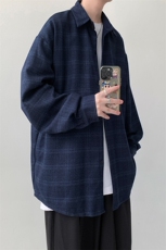 宽松格子长袖衬衫男KD627-P30，男装衬衫，电商D312-1