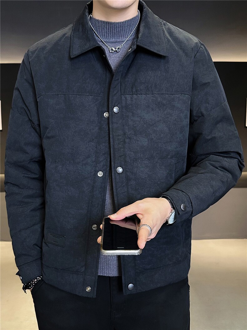 6621-L-4XL-P185标50绒店主秋季男士休闲翻领渲染泼墨羽绒服男,男装羽绒服,电商B255
