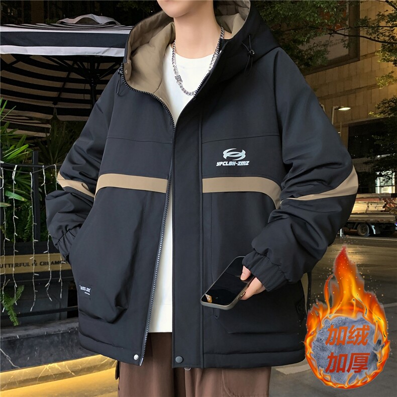 数据款秋冬季加绒加厚青少年连帽夹克男潮牌设计感外套JK8802-P75图片