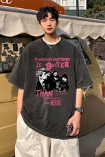 XT5002-TP35控价48重磅水洗T恤男2023夏季新款复古印花短袖T恤，男装T恤，电商A102-1