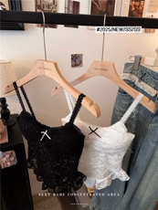 纯欲辣妹设计感纯欲短款蕾丝吊带背心女显瘦修身上衣，女装背心吊带，梦白服饰厂