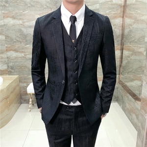 高档潮时尚英伦司仪主持人新郎男修身休闲排扣西服外套Y05图片