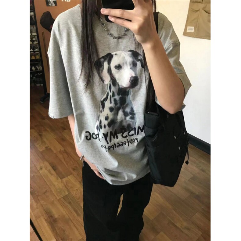 M294-P30卡通斑点狗纯棉卡通印花短袖男女同款宽松大版,男装T恤,星座617A-2