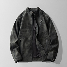 JK896-P100男士加绒皮衣韩版修身帅气机车服立领pu皮夹克外套潮，男装夹克，电商D310B-1