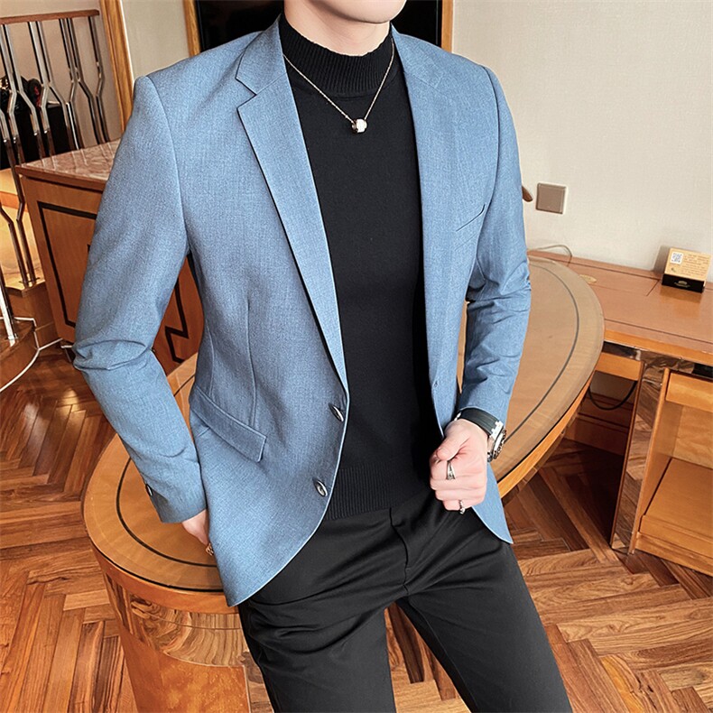 2021春新款西装男士蓝色西装西服西外套810-,男装西服,电商D225
