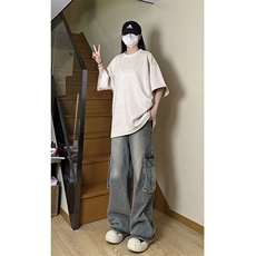 港风大码街头潮流百搭男女圆领短袖T恤五分袖XZ213-T065-P35控48，男装T恤，星座213