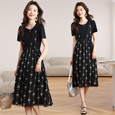 假两件连衣裙女夏季2026新款小个子时尚气质洋气减龄收腰显瘦裙子，女装连衣裙，艾米