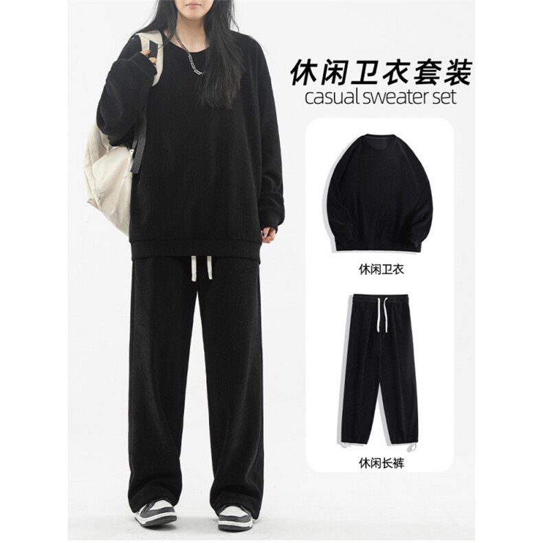 休闲套装圆领卫衣坠感垂顺抽绳束脚休闲裤百搭垂顺-TZ810特批92图片