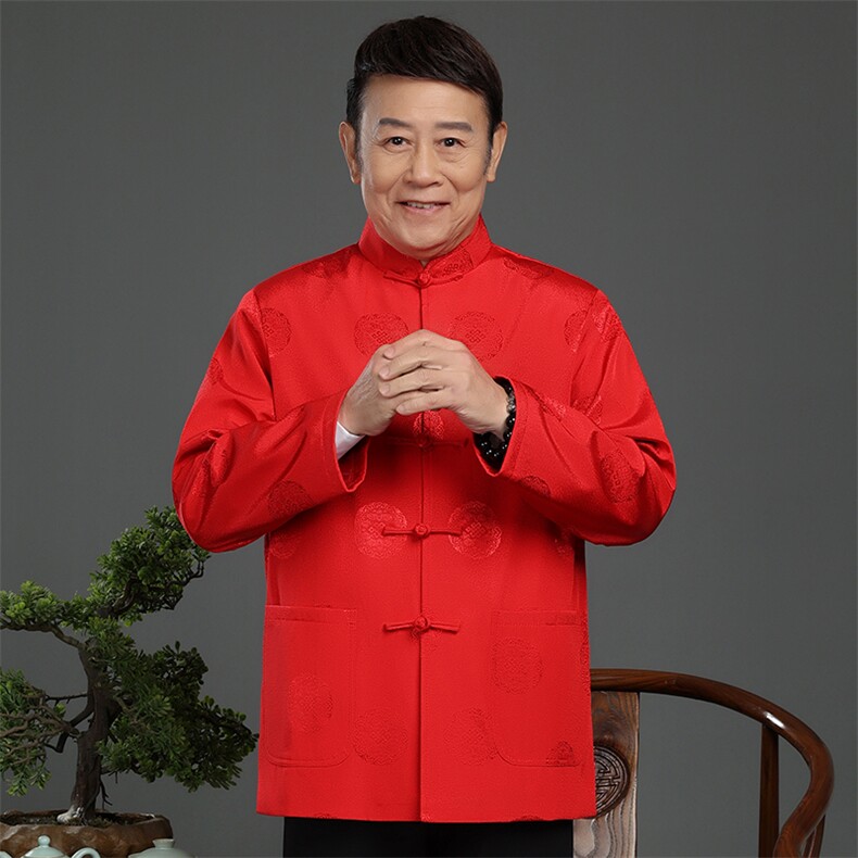 春季新款中青年唐装男长袖老年夹克外套爸爸装外套YDJ337-P110,男装夹克,星座1105-3