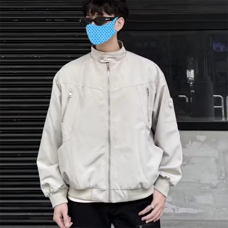 网络图现货 美式潮牌高街立领男拉链设计感棒球服外套J478-P55图片