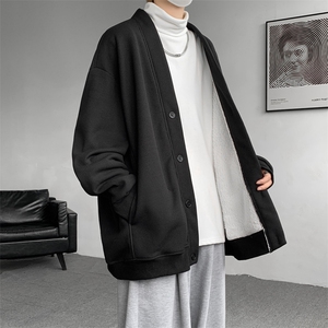 M~8XL大码重磅开衫卫衣秋冬加绒加厚保暖V领外套KS2101/P60加绒80图片