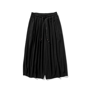 夏季 大码男士棉麻阔腿裤休闲裤宽松直筒九分裤潮风 K330/P75图片