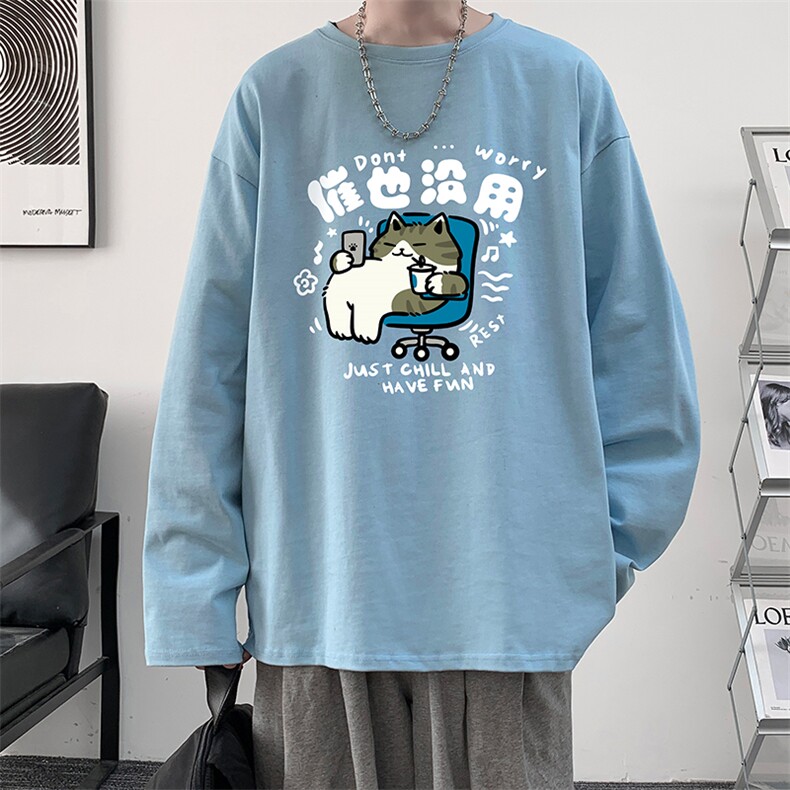 控48重磅230g纯棉长袖t恤男大码圆领卫衣打底衫TX3403-P28,男装T恤,电商A040
