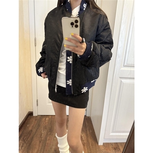现货网图提花bomber短款外套男飞行夹克cleanfit潮牌棒球服图片