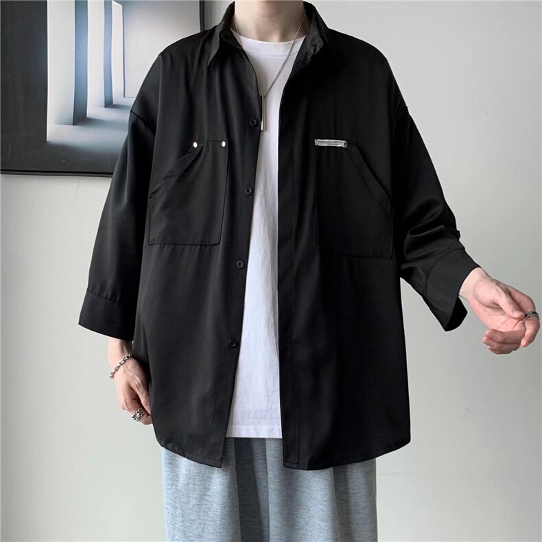 春夏季新款衬衫潮流慵懒男方领宽松型衬衫C185P18，男装衬衫，星座1116-2