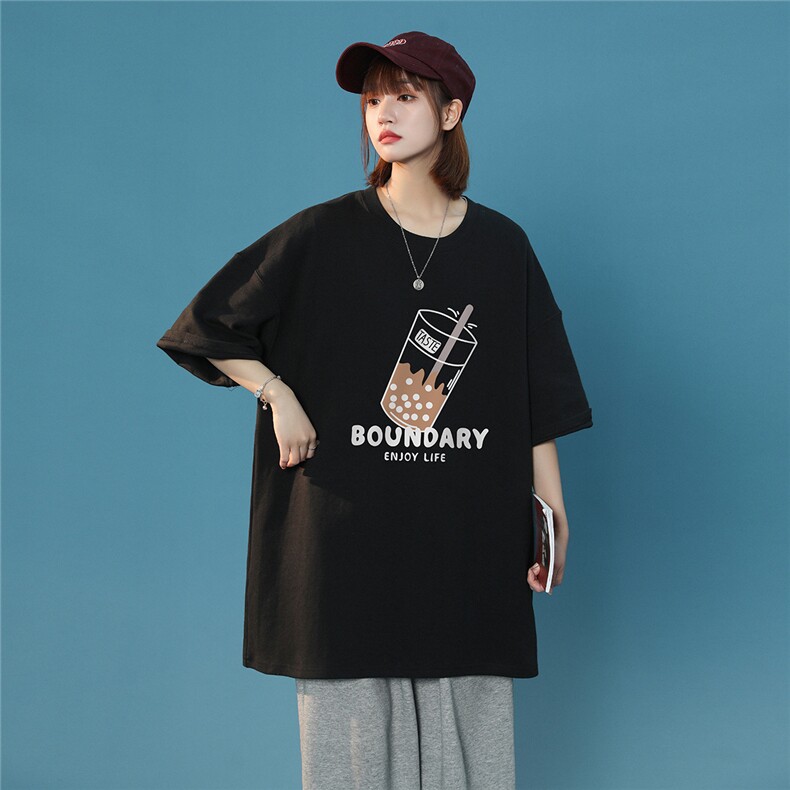 港风2026夏季新品奶茶印花圆领休闲七分袖短袖--T1094P25--控38,男装T恤,A247A
