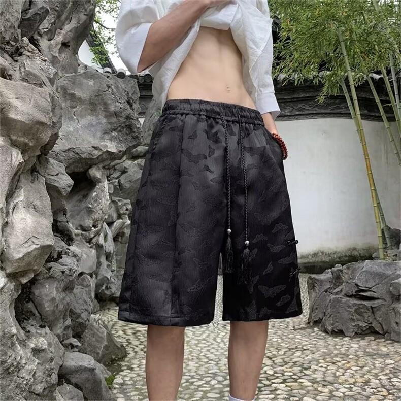 新中式盘扣休闲短裤男夏季风D2232P38,男装牛仔裤,星座1116-2