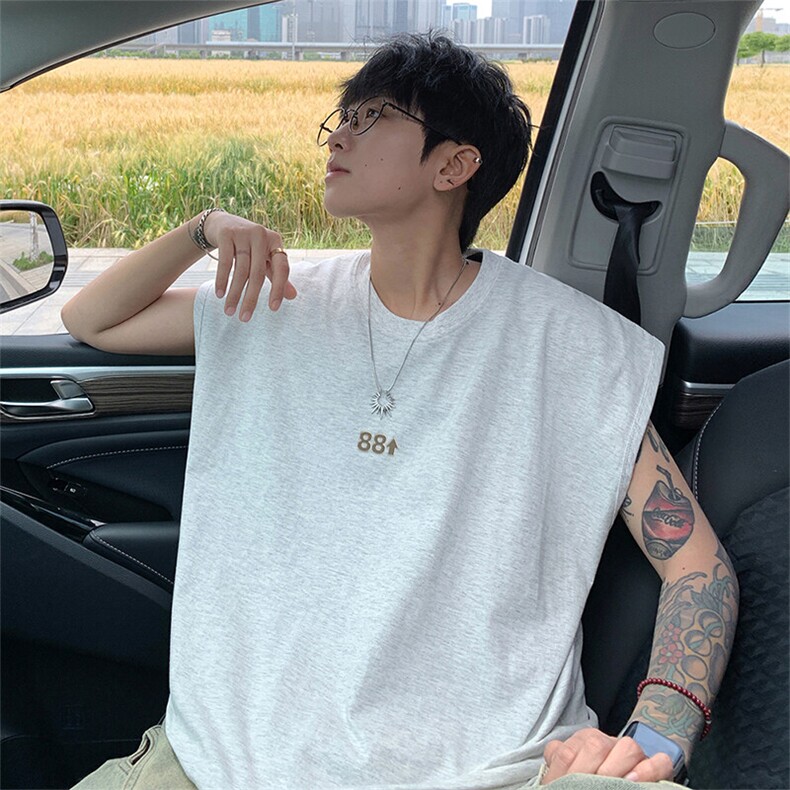 可48小时发货支持抖音得物来样二开240克重磅美式纯棉背心无袖t恤，男装背心/马甲，电商A486