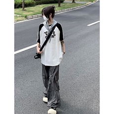 2025美式220克三条杠撞色短袖T恤网图C403A-ZST2614特P25，男装T恤，电商C403A