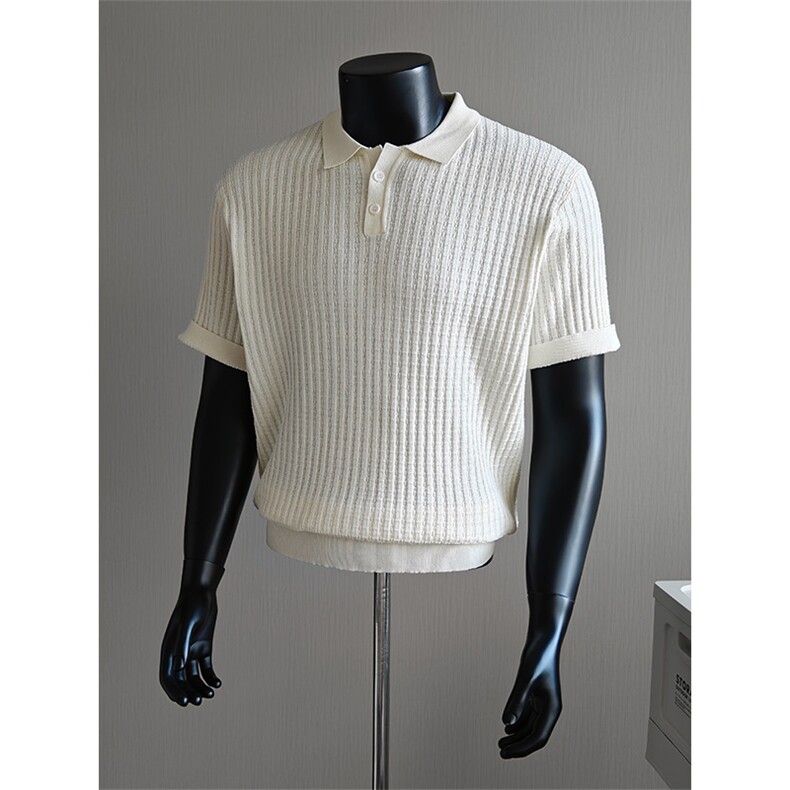 盗图老钱风新贵松弛感纯色翻领针织短袖POLO衫N6787/P58控88，男装T恤，电商A243