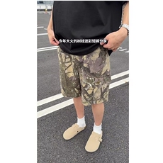 网图现货美式工装树叶迷彩宽松五分裤男K1610/P40，男装牛仔裤，星座205-3