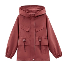2024秋季新款短款工装外套女韩版宽松休闲连帽风衣大口袋冲锋衣潮，女装风衣，悦祺