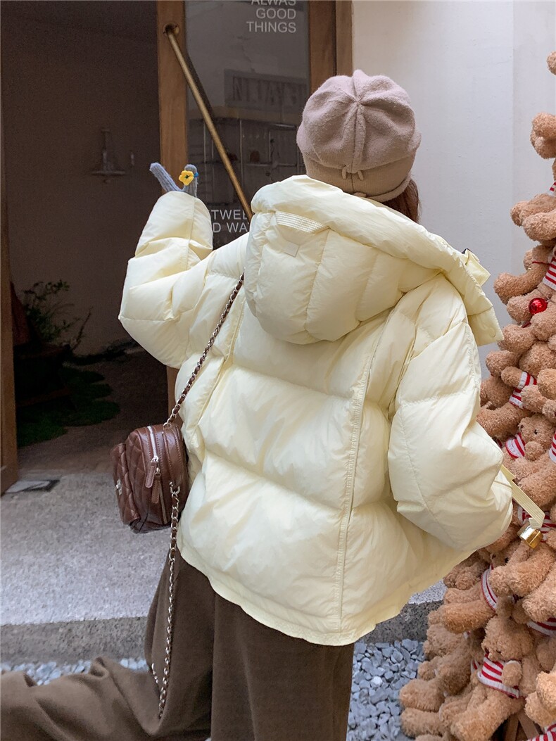 现货新款独特超好看短款羽绒服女款冬季连帽面包服小个子羽绒外套,女装羽绒服,网红馆