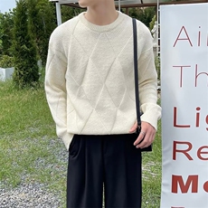 韩版潮牌菱形毛衣男士秋冬季新款基础款套头慵懒风打底针织衫MB61，男装针织衫/毛衣，星座1116A-2（原606A-1）