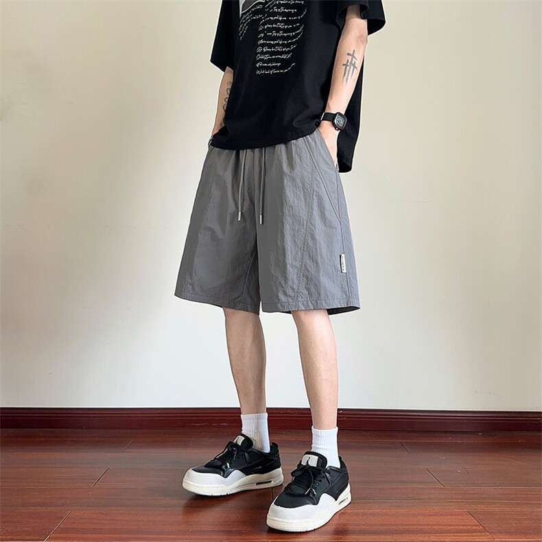 夏季速干缉明线拼接短裤红地板XZ604-DK225-特P25控48,男装牛仔裤,星座604