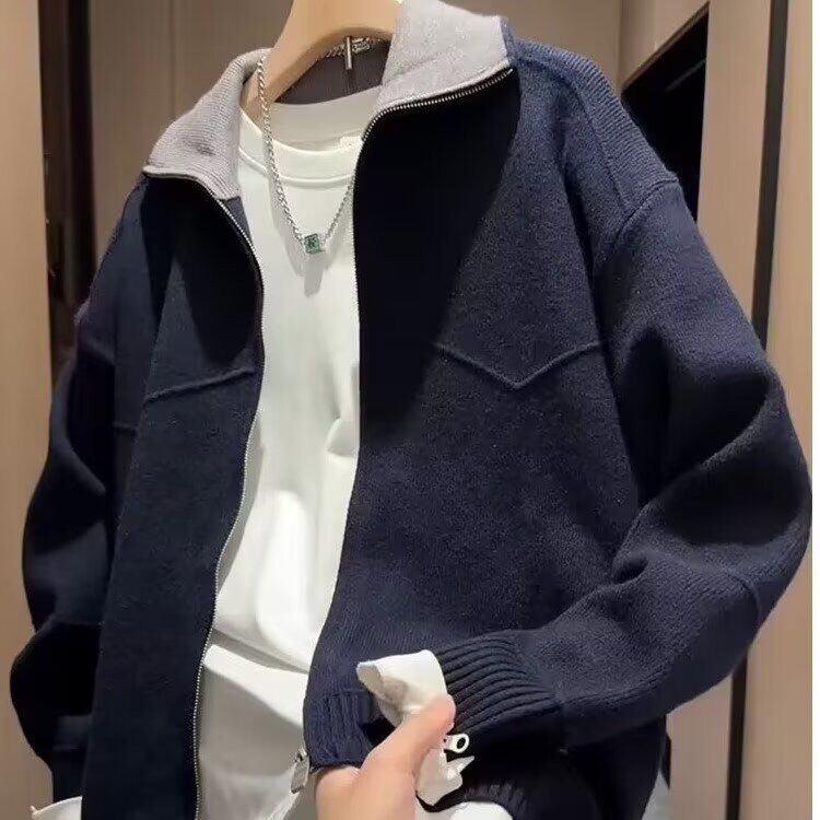 针织衫男女韩版潮流拼色帅气宽松2025秋冬ins毛衣外套MZ872-P68,男装针织衫/毛衣,星座412-3