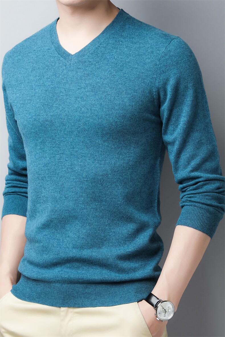 L5818秋冬男士羊毛衫毛衣打底衫V领套头针织纯色薄款V领P82，男装针织衫/毛衣，电商B360