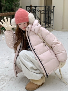 现货甜美泡芙感羽绒服外套女冬季新款韩系连帽加厚白鸭绒面包服图片