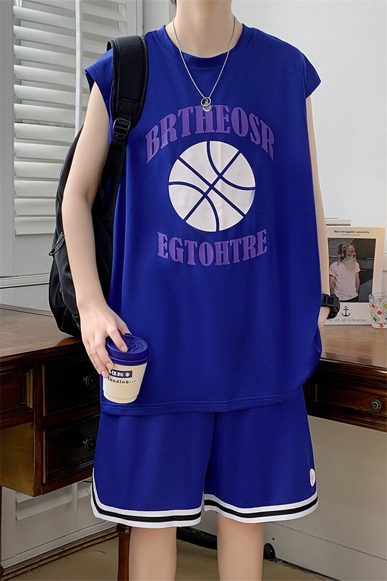 夏季运动套装篮球服五分裤两件套TZ8926-P35,男装休闲套装,星座210-1