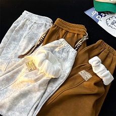 8XL-M痞帅脏脏束脚休闲卫裤男秋冬加绒加厚大码裤子KZ022特价P40，男装休闲裤，电商B312