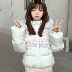 1506-1/M78181/P89女士韩系美式费尔岛兔子毛领连帽棉服，男装棉衣，星座1506-1