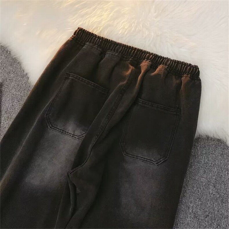 美式复古刺绣设计牛仔裤子男宽松直筒百搭休闲裤男L81266-P45,男装休闲裤,星座1008