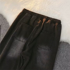 美式复古刺绣设计牛仔裤子男宽松直筒百搭休闲裤男L81266-P45，男装休闲裤，星座1008