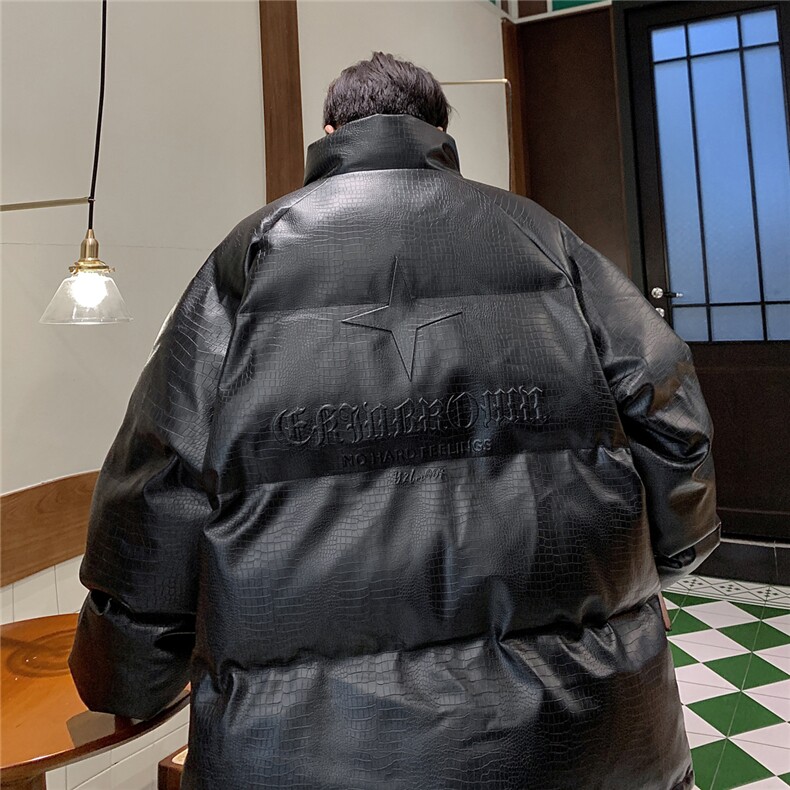 港风鳄鱼纹可拆卸四芒星胸针设计潮流休闲棉衣男MY77733P128控168，男装棉衣，星座227-7